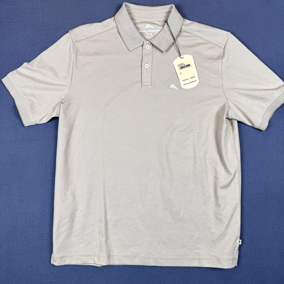 NWT Tommy Bahama Shirt Men's Medium Beige Travertine Polo Shirt SS ST226363TX - Picture 2 of 10
